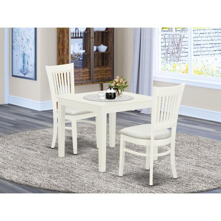 East West Furniture 3 Piece Oxford Wood Dinette Set - Linen White OXVA3-LWH-C